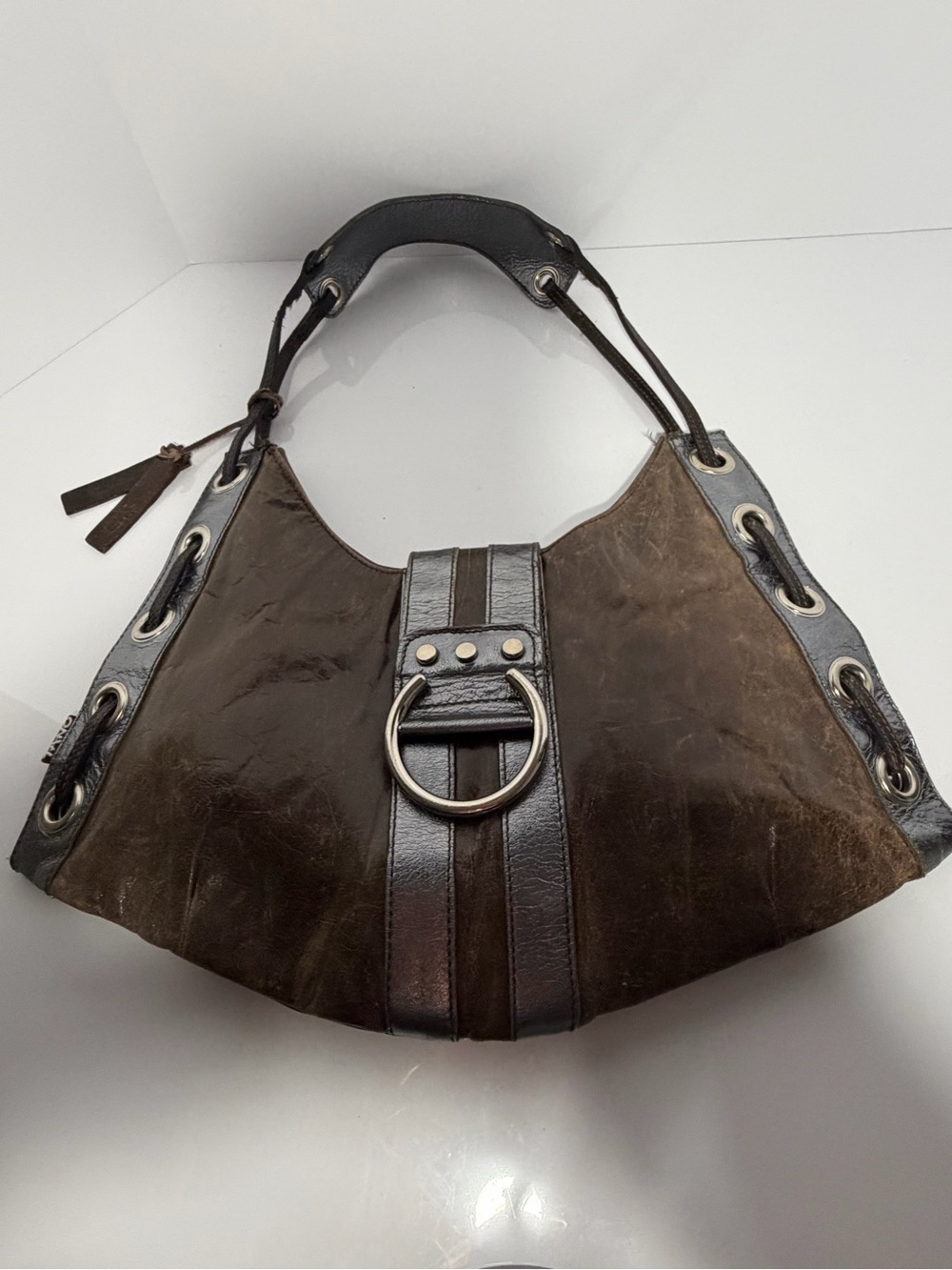Vintage Tano Brown Leather Suede Hobo Bag Y2K Boho EUC